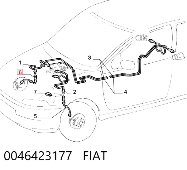 Latiguillos de freno delantero derecho 0046423177 Fiat/Alfa/Lancia