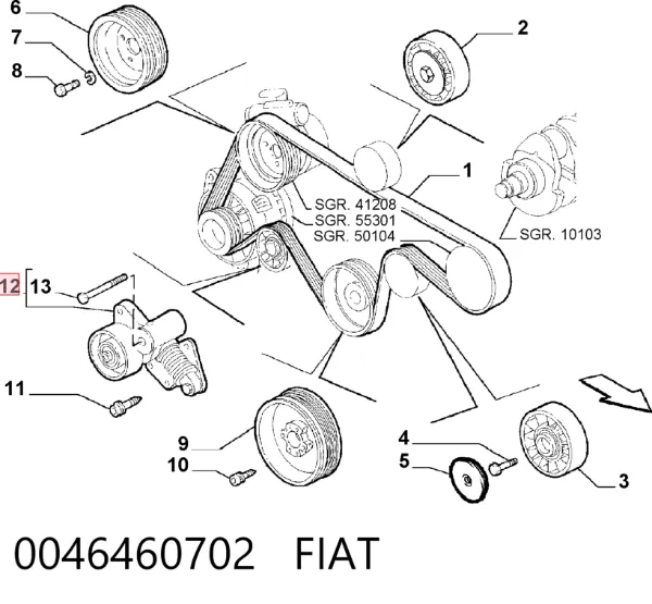 Tensor de correa poli V 0046460702 Fiat/Alfa/Lancia