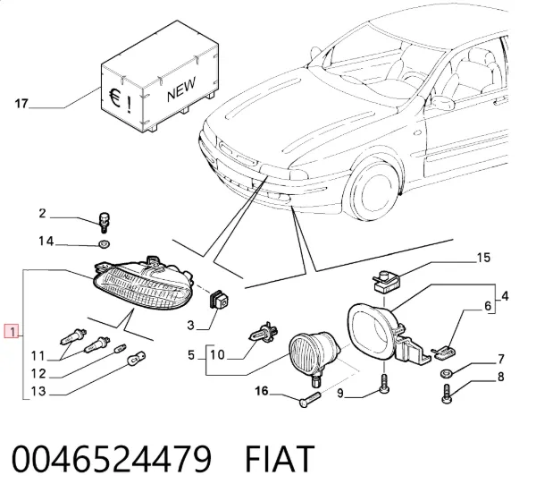Faro derecho 0046524479 Fiat/Alfa/Lancia
