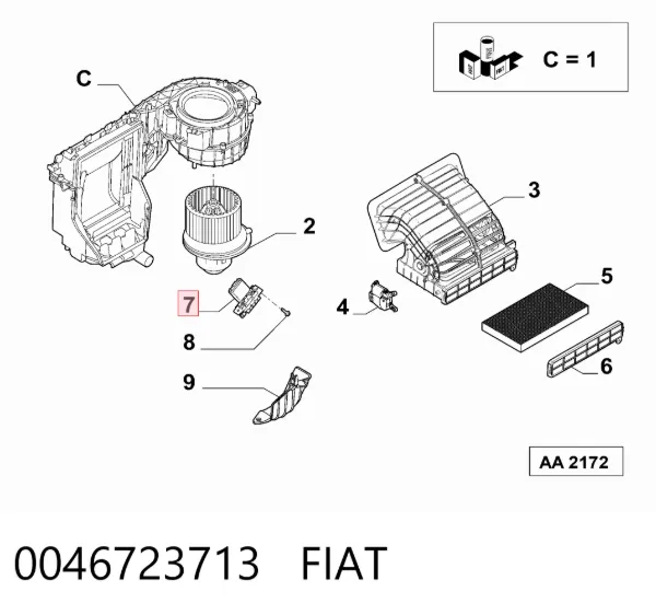 Resistencia de calefacción 0046723713 Fiat/Alfa/Lancia