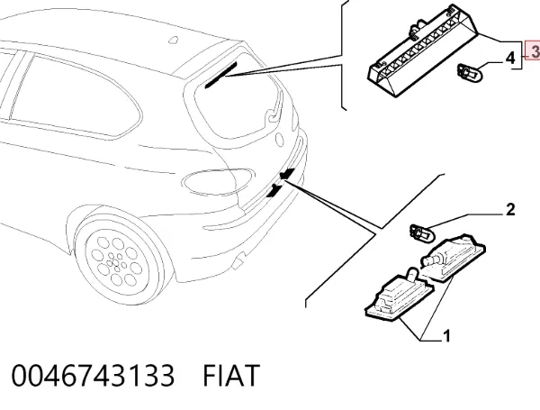 Tercera luz de freno 0046743133 Fiat/Alfa/Lancia