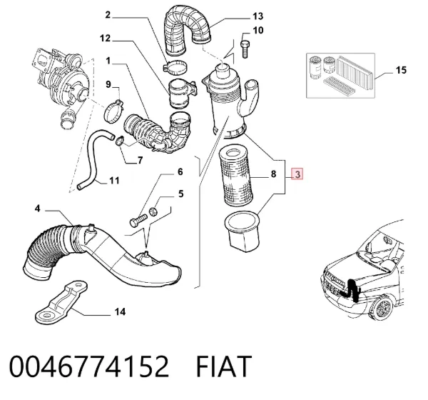 Caja del filtro de aire 0046774152 Fiat/Alfa/Lancia