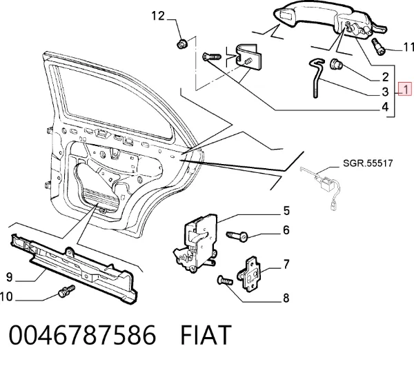Manija exterior trasera izquierda 0046787586 Fiat/Alfa/Lancia