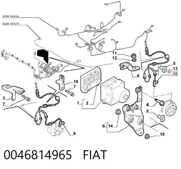 Sensor ABS trasero 0046814965 Fiat/Alfa/Lancia