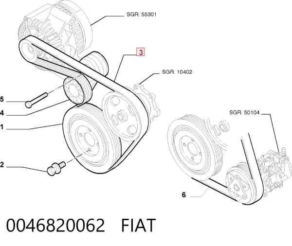 Correa de alternador 0046820062 Fiat/Alfa/Lancia