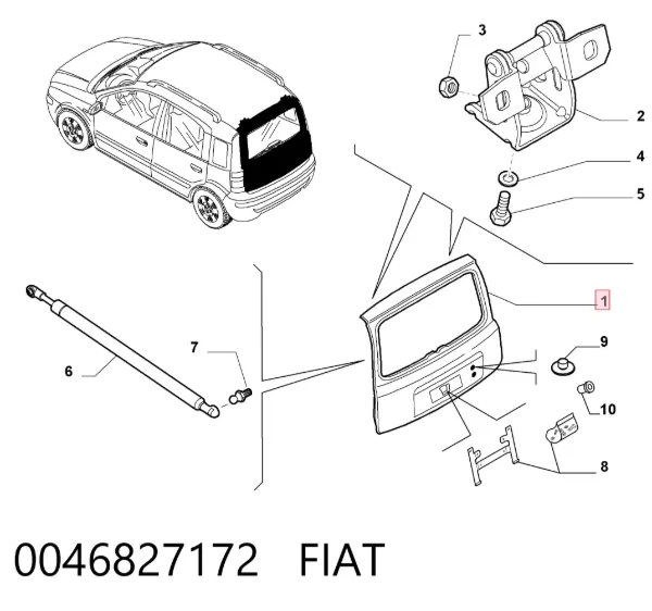 Puerta trasera Fiat Panda II