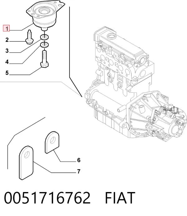 Soporte de motor derecho 0051716762 Fiat/Alfa/Lancia