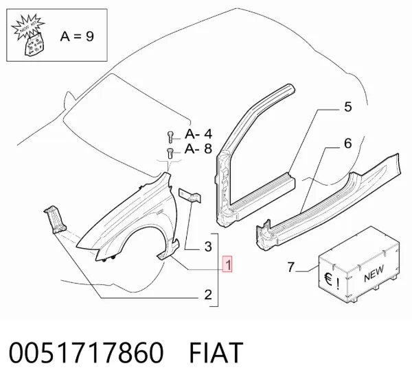 Aleta 0051717860 Fiat/Alfa/Lancia