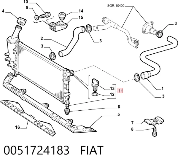 Radiador 0051724183 Fiat/Alfa/Lancia
