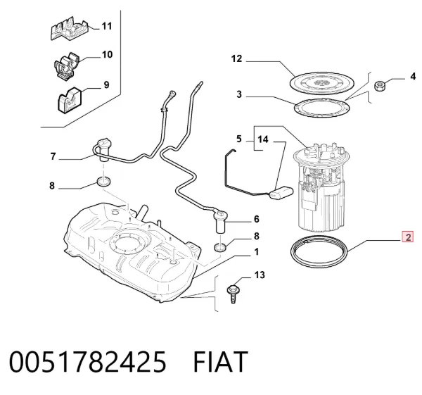Junta del sensor de nivel de combustible/bomba de combustible (depósito de combustible) 0051782425 Fiat/Alfa/Lancia