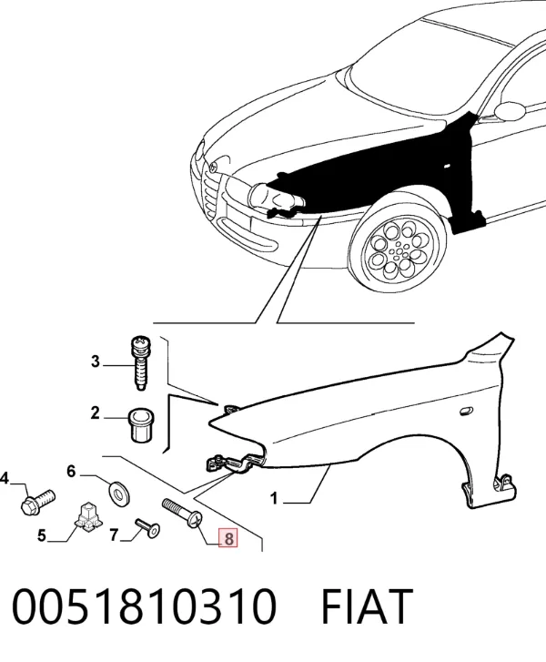 Tornillo (tuerca) de sujeción 0051810310 Fiat/Alfa/Lancia