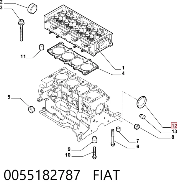 Tapa culata 0055182787 Fiat/Alfa/Lancia