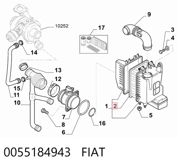 Filtro de aire 0055184943 Fiat/Alfa/Lancia