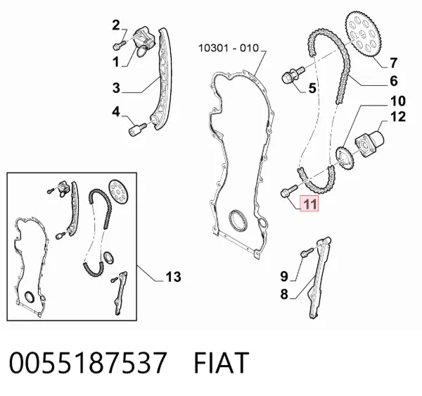 Perno de volante de inercia 0055187537 Fiat/Alfa/Lancia