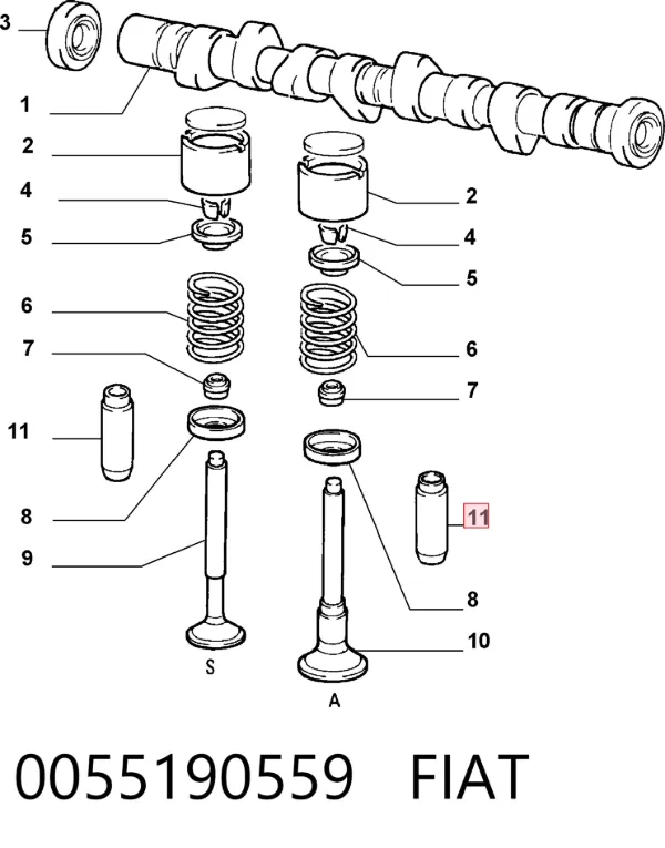 Guía de válvula 0055190559 Fiat/Alfa/Lancia