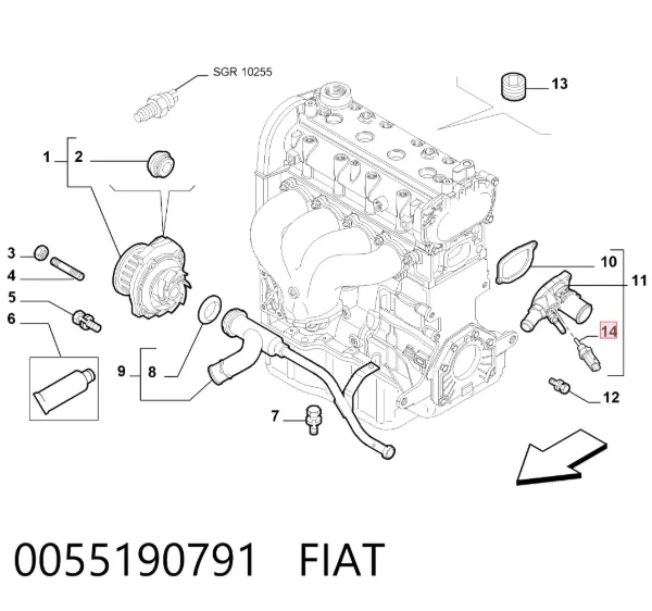 Sensor de temperatura 0055190791 Fiat/Alfa/Lancia