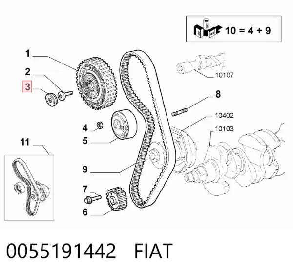 Tapón del árbol de levas 0055191442 Fiat/Alfa/Lancia