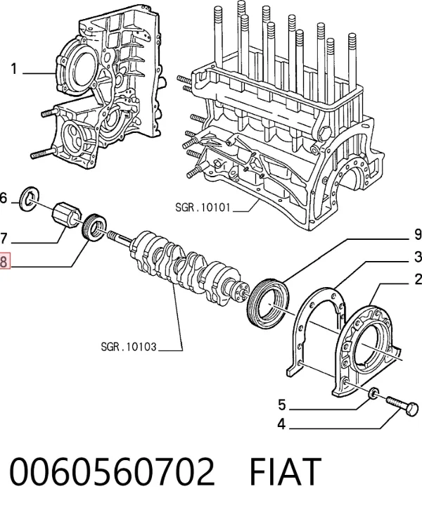Retén de cigüeñal frontal Alfa Romeo Giulietta 116