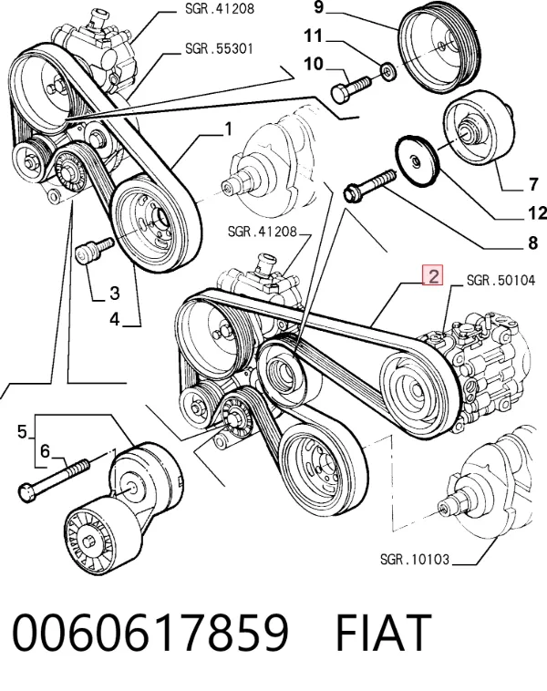 Correa de alternador 0060617859 Fiat/Alfa/Lancia