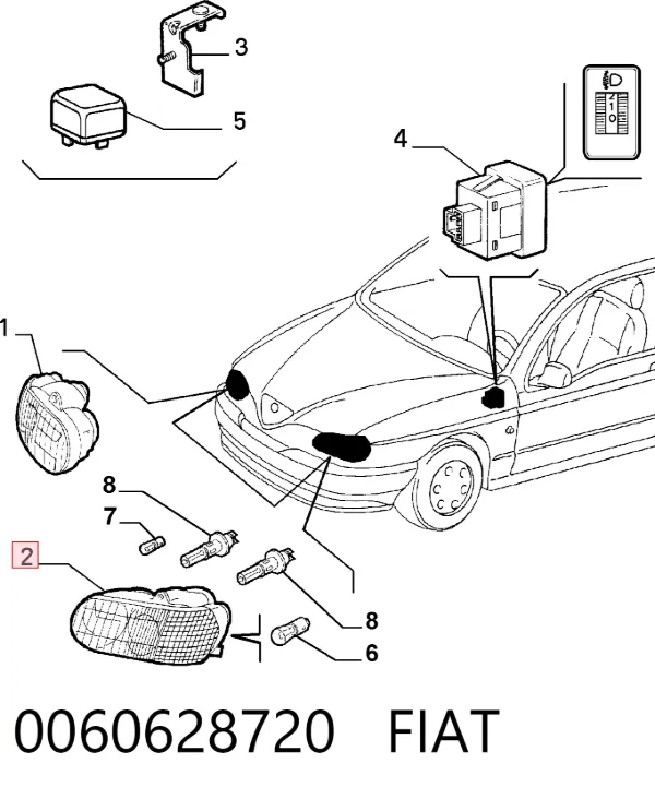 Faro izquierdo 0060628720 Fiat/Alfa/Lancia