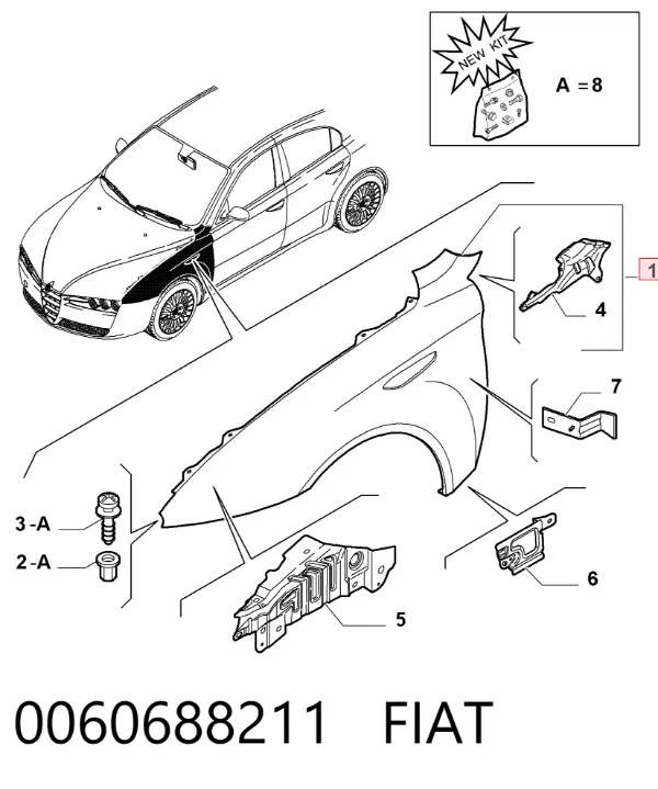 Aleta 0060688211 Fiat/Alfa/Lancia