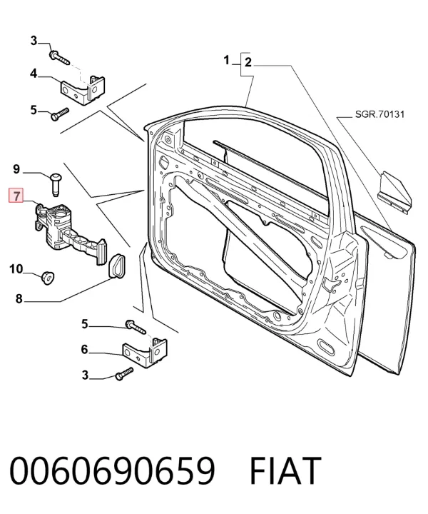Limitador de apertura de puerta delantera 0060690659 Fiat/Alfa/Lancia