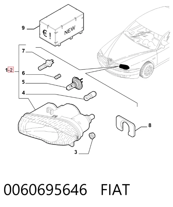 Faro izquierdo 0060695646 Fiat/Alfa/Lancia