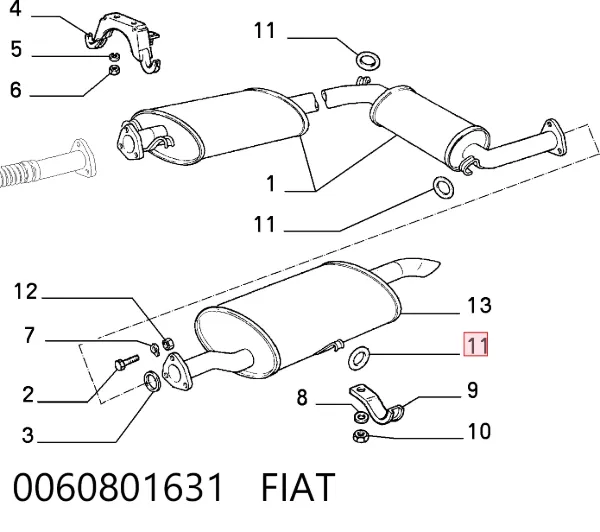 Soporte escape 0060801631 Fiat/Alfa/Lancia
