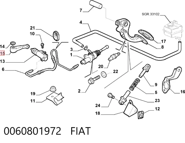 Palanca de la horquilla del embrague 0060801972 Fiat/Alfa/Lancia
