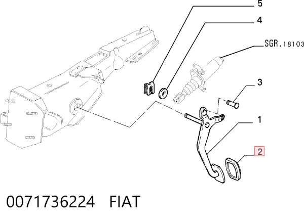 Cubierta del pedal de embrague 0071736224 Fiat/Alfa/Lancia