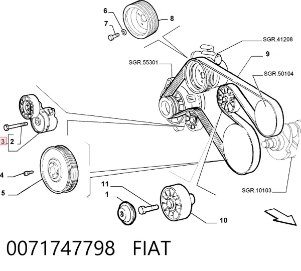 Tensor de correa poli V 0071747798 Fiat/Alfa/Lancia