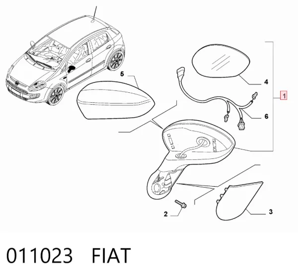 Espejo de retrovisor izquierdo 011023 Fiat/Alfa/Lancia
