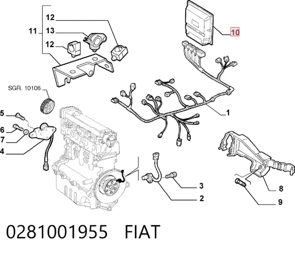 ECU 0281001955 Fiat/Alfa/Lancia