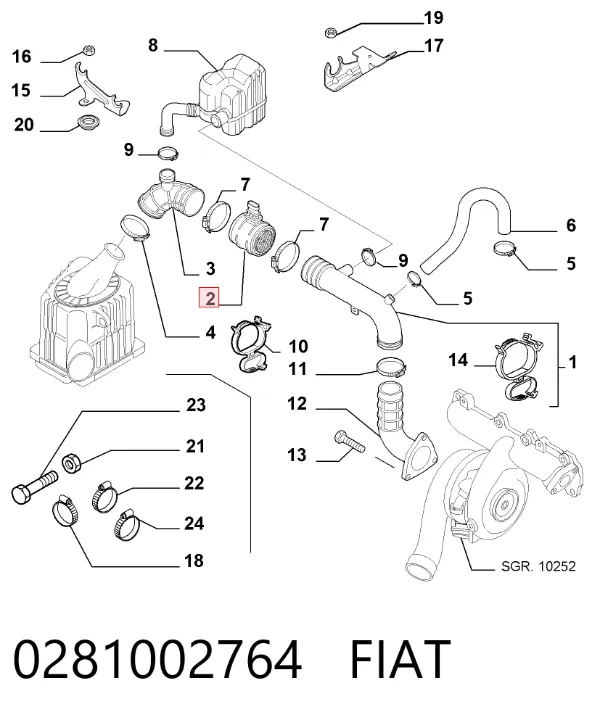 Caudalímetro 0281002764 Fiat/Alfa/Lancia