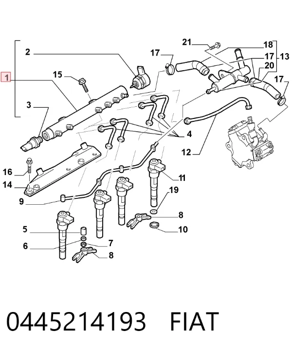 Rampa de combustible 0445214193 Fiat/Alfa/Lancia