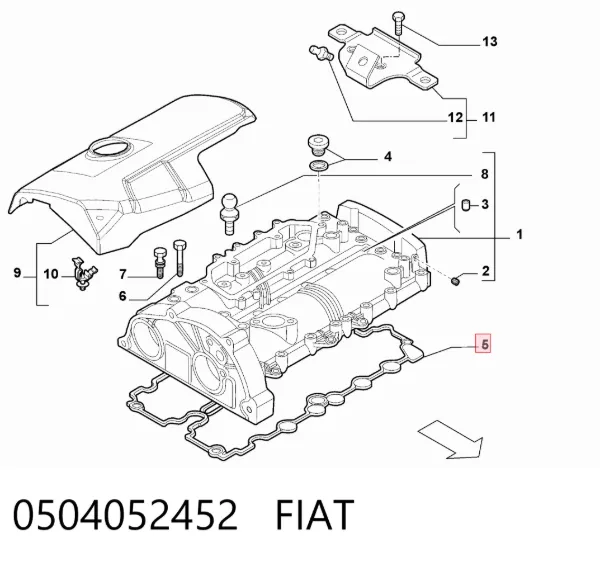 Junta tapa de balancines 0504052452 Fiat/Alfa/Lancia