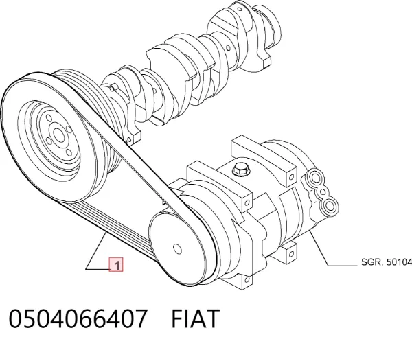 Correa de alternador 0504066407 Fiat/Alfa/Lancia