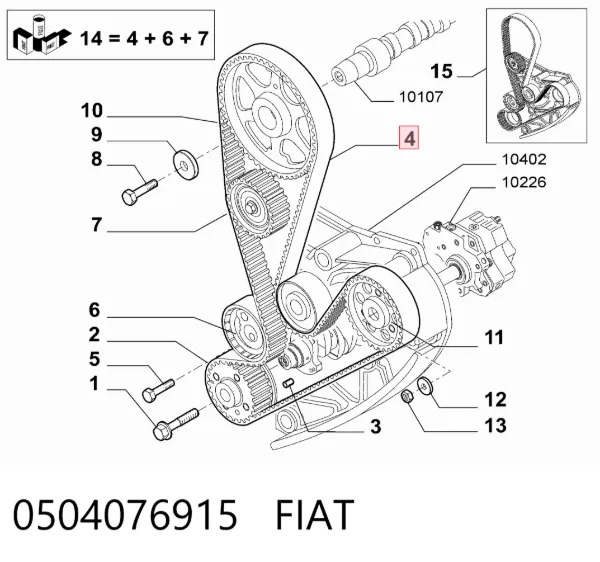 Correa distribución 0504076915 Fiat/Alfa/Lancia