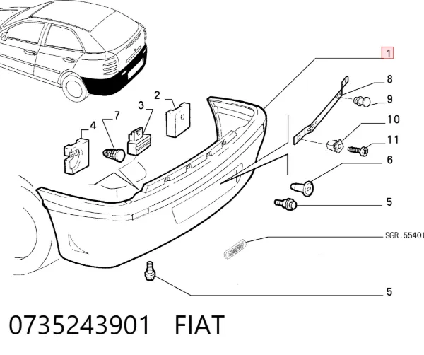 Parachoques trasero 0735243901 Fiat/Alfa/Lancia