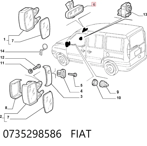 Espejo interior Fiat Doblo I