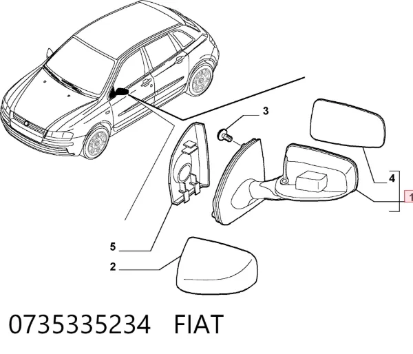 Espejo de retrovisor izquierdo 0735335234 Fiat/Alfa/Lancia