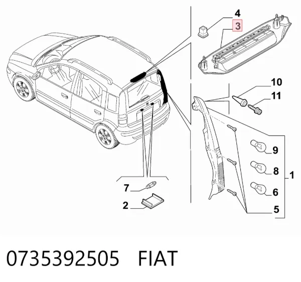 Tercera luz de freno Fiat Panda II