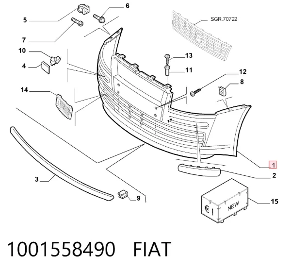 Paragolpes 1001558490 Fiat/Alfa/Lancia