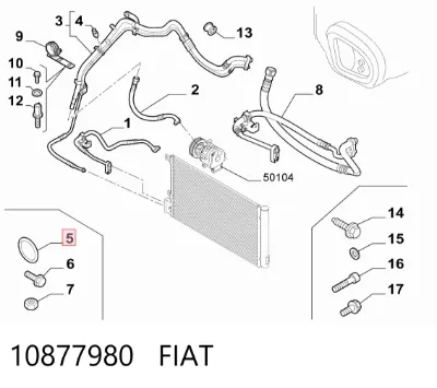 Anillo de sellado de tubería de aire acondicionado FIAT 10877980