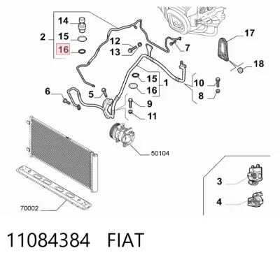 Anillo de sellado de tubería de aire acondicionado FIAT 11084384