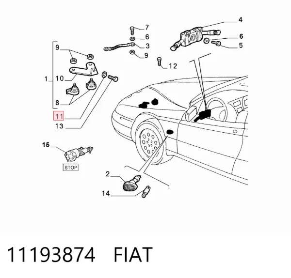 Bisagra de la puerta trasera batiente 11193874 Fiat/Alfa/Lancia