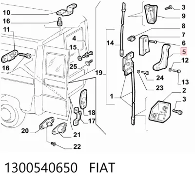Manija interior izquierda de puerta trasera batiente FIAT 1300540650