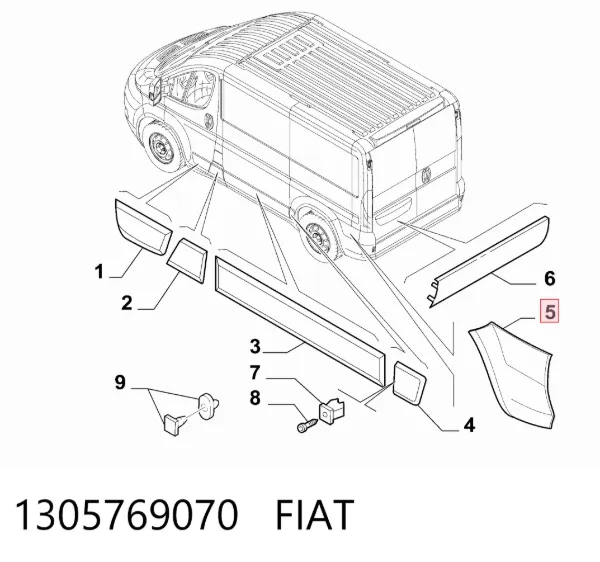 Moldura del guardabarros trasero izquierdo 1305769070 Fiat/Alfa/Lancia