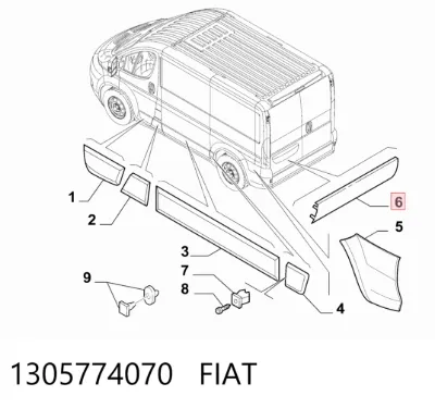 Moldura de puerta trasera derecha FIAT 1305774070