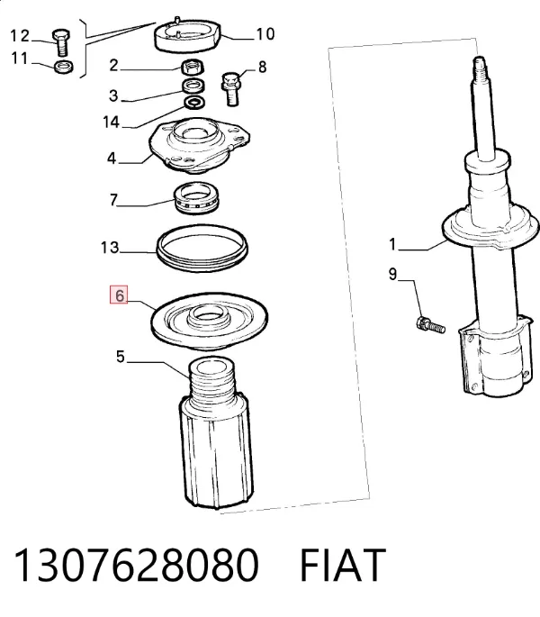 Plato superior metálico del resorte delantero 1307628080 Fiat/Alfa/Lancia